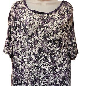 SimplyVera VeraWang Women's Large purple flowered top